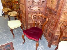 TWO PAIRS OF VICTORIAN SIDE CHAIRS AND ONE OTHER.