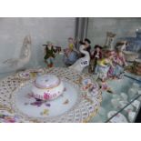 A QTY OF PORCELAIN FIGURINES,ETC.