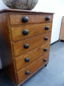 A 19th.C.SCUMBLED PINE DECORATED SMALL CHEST OF FIVE GRADUATED DRAWERS. W.74 x H.97 x D.51cms.