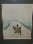 L.S.LOWRY. (1887-1976) ARR. THE CART, PENCIL SIGNED COLOUR PRINT. 52.5 x 41cms.