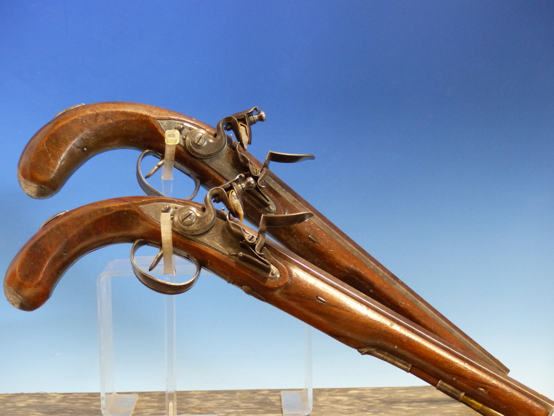 WOGDON LONDON, A PAIR OF FLINTLOCK PISTOLS, THE BRASS CAPS TO THE RAMRODS UNDER THE OCTAGONAL - Image 7 of 36