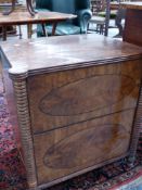 A LATE GEORGIAN MAHOGANY COMMODE CONVERTED TO A TWO DOOR LOW CABINET. 61 x 48 x 67cms.