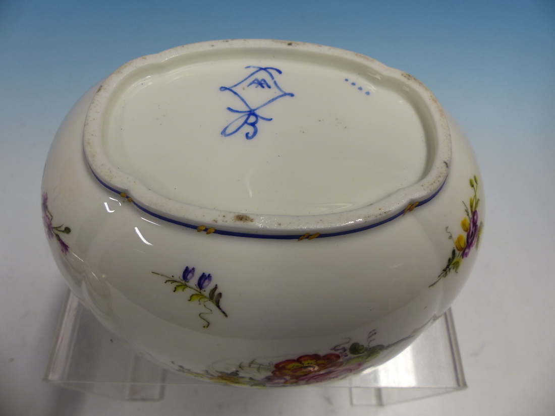 TWO ANTIQUE SEVRES SAUCE TUREENS AND COVERS, THE FLOWER PAINTER'S MARKS OF BARRE - Image 3 of 3