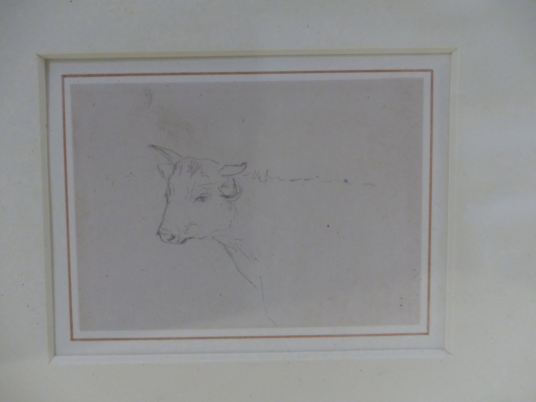 ATTRIBUTED TO GEORGE CLAUSEN. (1852-1944) THREE PENCIL STUDIES FRAMED AS ONE, WITH GALLERY LABEL - Image 4 of 6