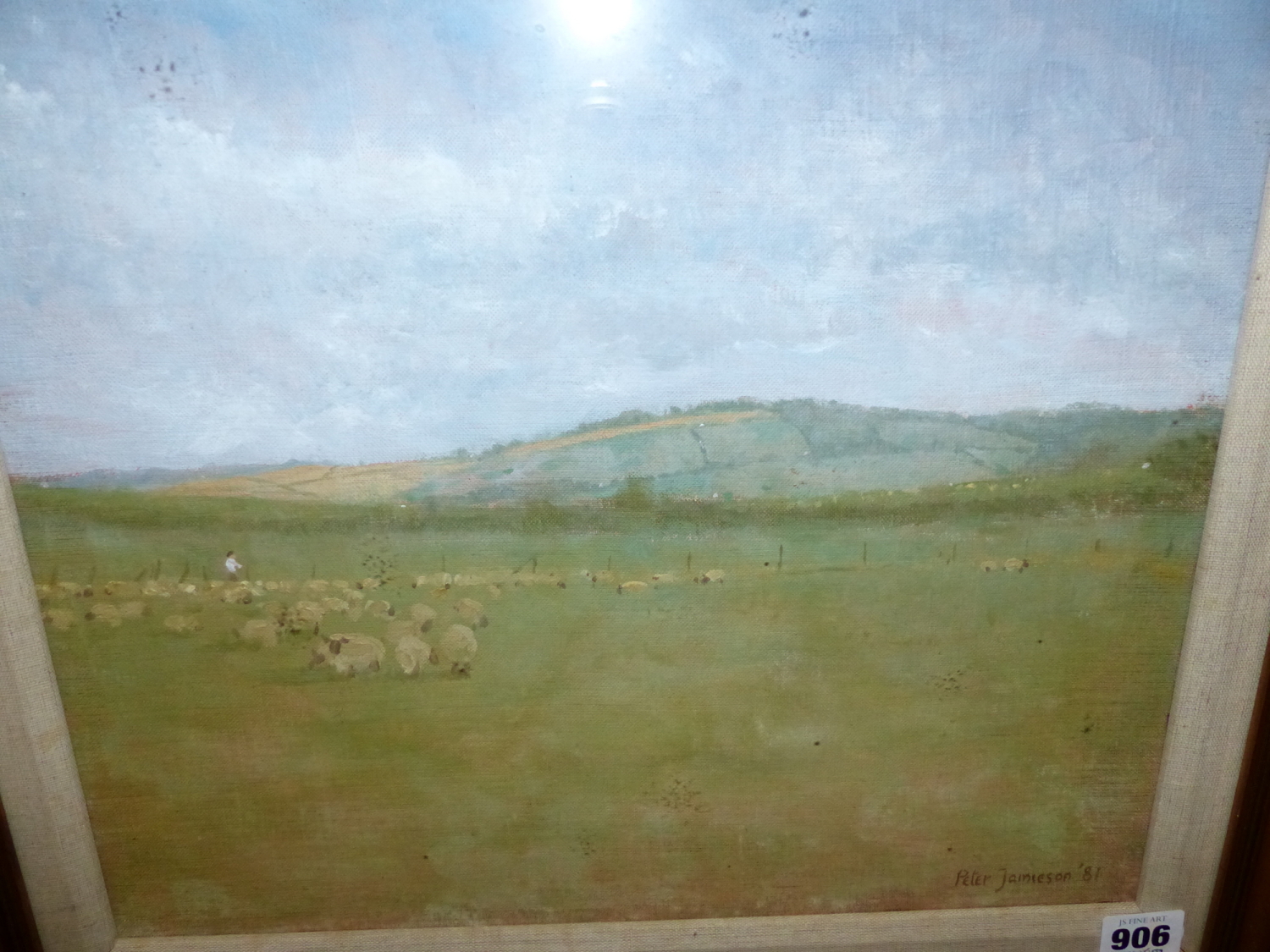 PETER JAMIESON. ENGLISH 20th/21st.C. ARR. SHEEP IN A FIELD, SIGNED AND DATED 1981, OIL ON BOARD. - Image 6 of 13