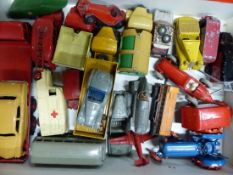 APPROXIMATELY FIFTY DINKY, MATCHBOX AND OTHER DIE CAST TOYS TO INCLUDE A FORDSON TRACTOR, FODEN FLAT