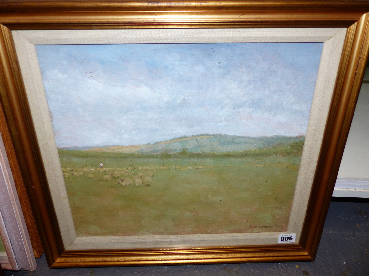 PETER JAMIESON. ENGLISH 20th/21st.C. ARR. SHEEP IN A FIELD, SIGNED AND DATED 1981, OIL ON BOARD. - Image 7 of 13