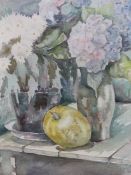 JOOP KRAMER? 20th.C. ARR. A FLORAL STILL LIFE, SIGNED INDISTINCTLY AND DATED 1988, WATERCOLOUR. 55 x