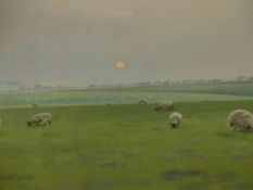 BRIAN WALTERS. BRITISH 20th/21st.C. ARR. EVENING ON THE HILLSIDE NEAR CANTERBURY, SIGNED