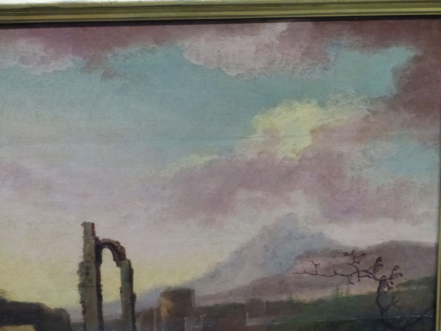 OLD MASTER SCHOOL. AN ITALIANATE LANDSCAPE WITH VILLAGE AND RUINS, OIL ON PANEL. 66 x 117cms. - Image 10 of 18