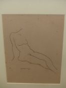 R.V.TABUENA. (1921-2015) ARR. TWO NUDE STUDIES, SIGNED AND DATED 1951. INK DRAWINGS. 27 x 20cms. (2)