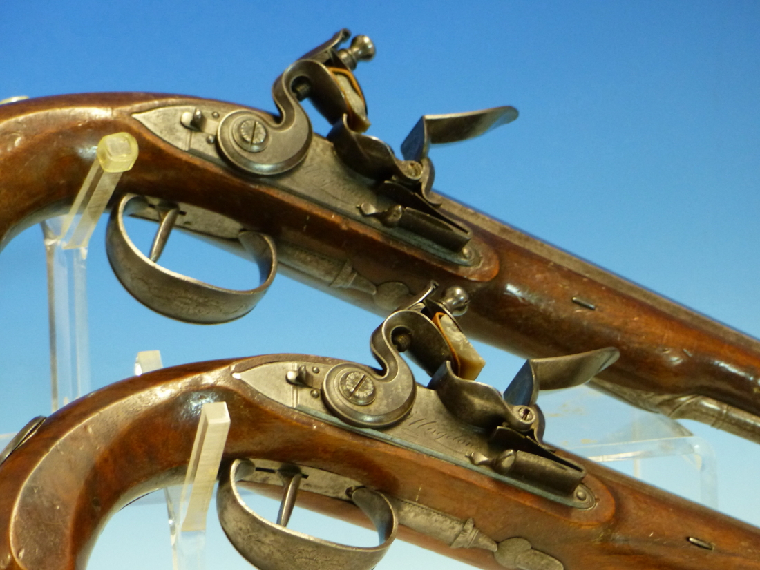 WOGDON LONDON, A PAIR OF FLINTLOCK PISTOLS, THE BRASS CAPS TO THE RAMRODS UNDER THE OCTAGONAL - Image 5 of 36