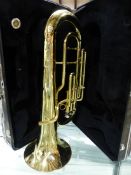 A VINTAGE EUPHONIUM, THE JUPITER, IN HARD CARRYING CASE.