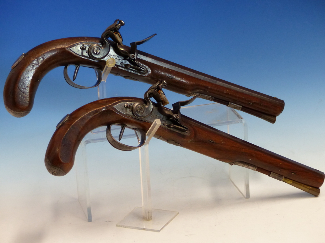 WOGDON LONDON, A PAIR OF FLINTLOCK PISTOLS, THE BRASS CAPS TO THE RAMRODS UNDER THE OCTAGONAL - Image 3 of 36