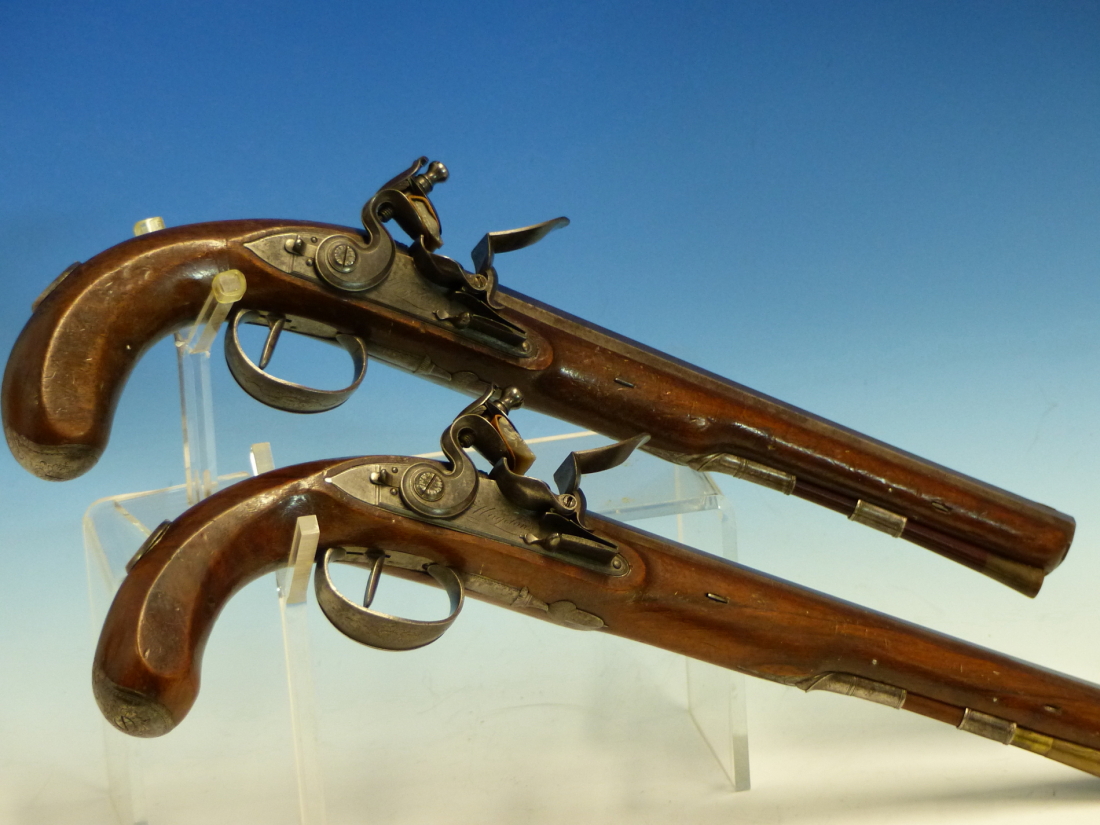 WOGDON LONDON, A PAIR OF FLINTLOCK PISTOLS, THE BRASS CAPS TO THE RAMRODS UNDER THE OCTAGONAL - Image 6 of 36