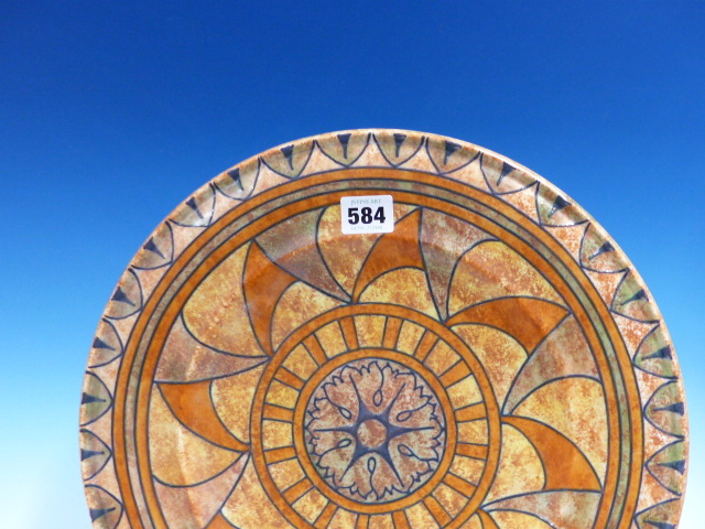 A BURGESS AND LEIGH DISH DESIGNED BY CHARLOTTE RHEAD WITH OCHRE, ORANGE AND GREY GEOMETRIC - Image 2 of 11