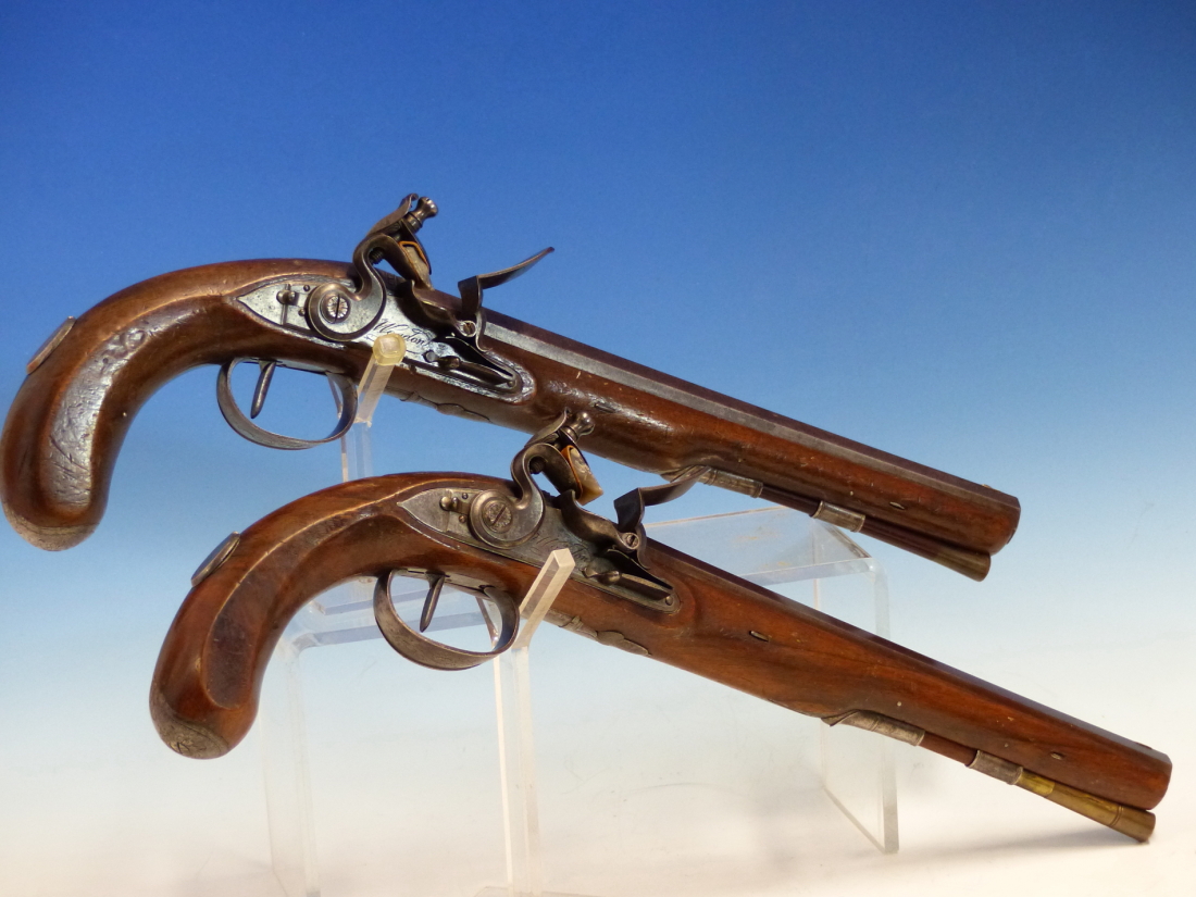 WOGDON LONDON, A PAIR OF FLINTLOCK PISTOLS, THE BRASS CAPS TO THE RAMRODS UNDER THE OCTAGONAL - Image 36 of 36