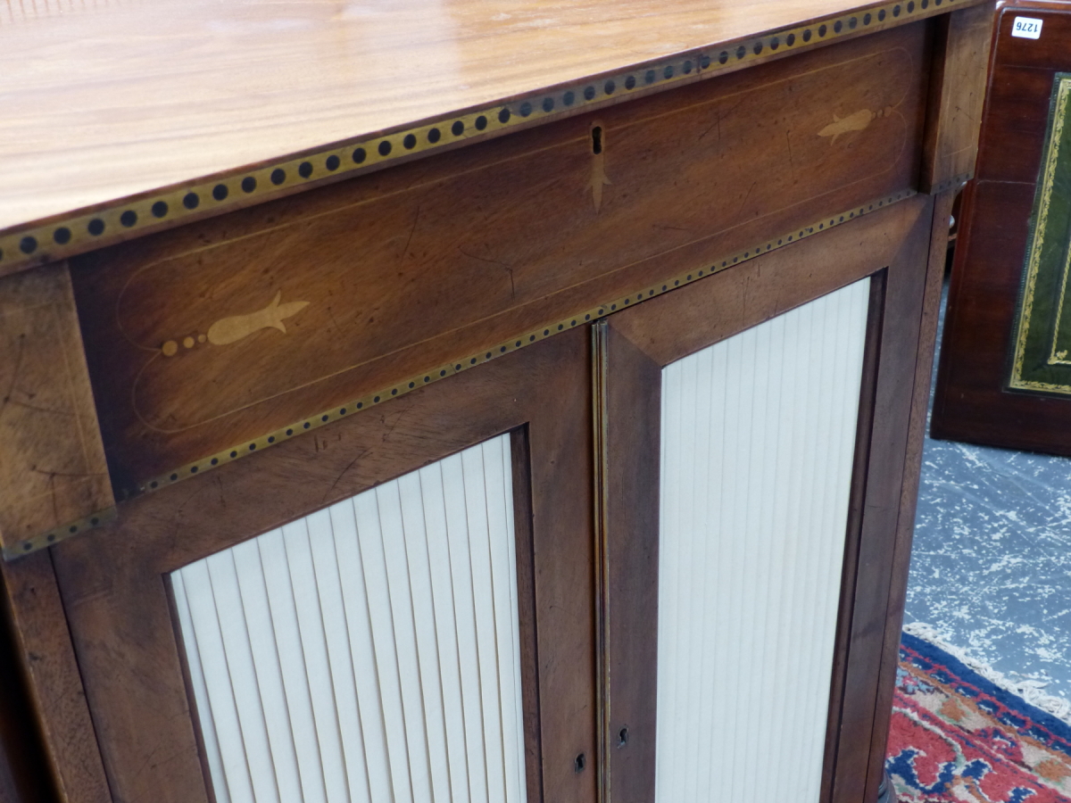 A PAIR OF 19th.C.AND LATER REGENCY STYLE MAHOGANY SIDE CABINETS WITH BRASS GALLERY TOP OVER FRIEZE - Image 12 of 16