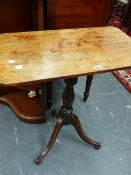 A GEO.III.MAHOGANY TRIPOD TABLE WITH RECTANGULAR TILT TOP TOGETHER WITH A SIMILAR PERIOD LARGER