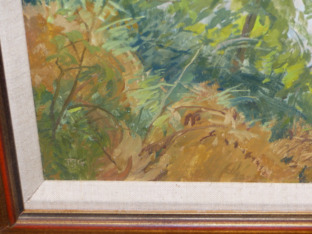 PETER JOHN GARRARD. (1929-2004) ARR. THE LITTLE ROAD TO TRESQUES, OIL ON BOARD, LABEL VERSO FOR R. - Image 3 of 9