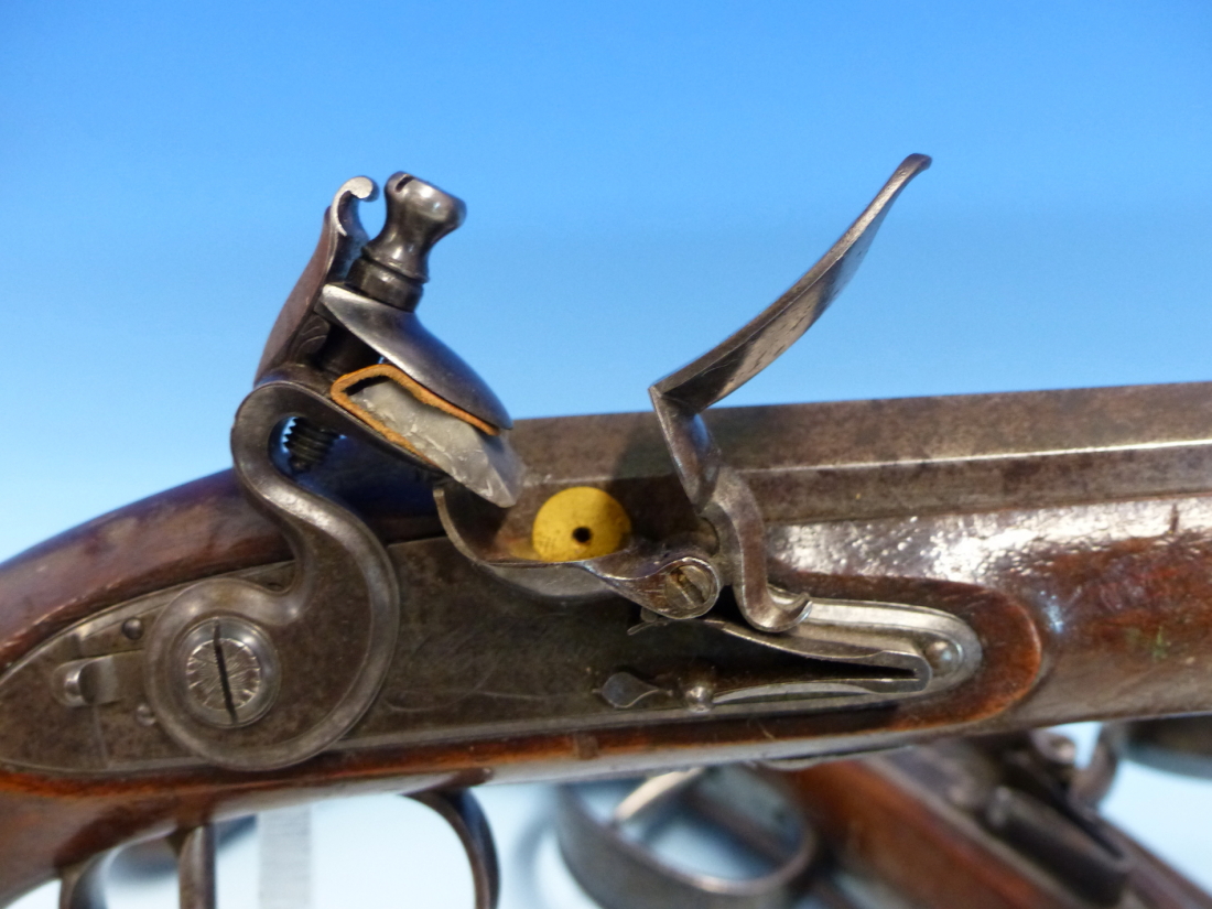 WOGDON LONDON, A PAIR OF FLINTLOCK PISTOLS, THE BRASS CAPS TO THE RAMRODS UNDER THE OCTAGONAL - Image 14 of 36