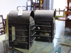 A PAIR OF ANTIQUE STYLE WALL LANTERNS. (2)