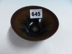 A CHINESE HARE'S FUR GLAZED BOWL. Dia 9cms.