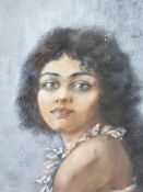 E.CHEVERLANGE. 20th.C. ARR. PORTRAIT OF A SOUTH PACIFIC LADY, SIGNED INDISTINCTLY, WATERCOLOUR. 30 x