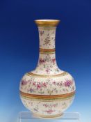 A SAMSON PORCELAIN BOTTLE VASE PAINTED WITH FLOWERS IN THE CHINESE EXPORT TASTE, MARKED IN RED. H