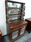 A Wm.IV.ROSEWOOD CHIFFONIER WITH RAISED MIRROR BACKED SHELVES OVER SINGLE DRAWER AND MIRROR PANEL