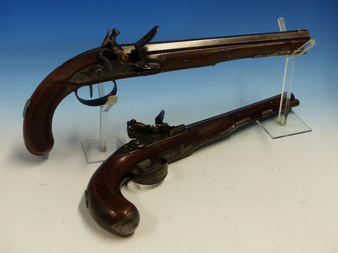 WOGDON LONDON, A PAIR OF FLINTLOCK PISTOLS, THE BRASS CAPS TO THE RAMRODS UNDER THE OCTAGONAL - Image 20 of 36