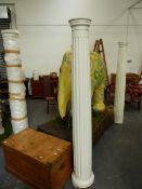 A SET OF FOUR PAINTED CHERRYWOOD FLUTED PEDESTAL COLUMNS. H.210cms.