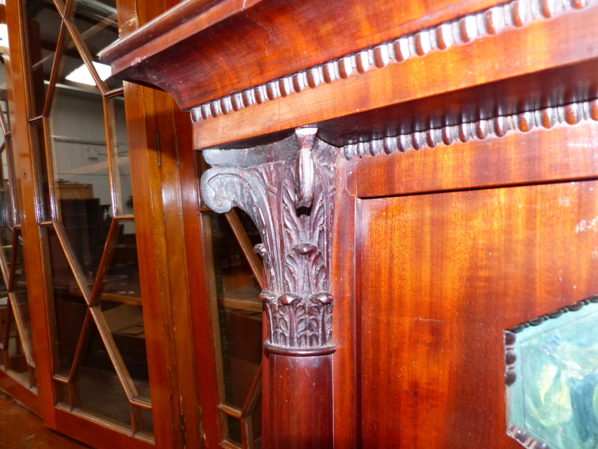 A 19th.C.FRENCH EMPIRE MAHOGANY FRAMED PIER MIRROR WITH FLANKING COLUMNS. 73 x 159cms. - Image 9 of 9