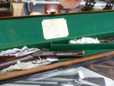 A WITTON & DAW SB 8B PERCUSSION SHOTGUN No.1089 IN CANVAS CASE WITH ACCESSORIES.