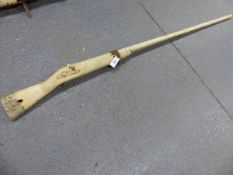 A PUNT GUN, PERCUSSION LOCK, 63" BARREL 1.1/8" BORE.