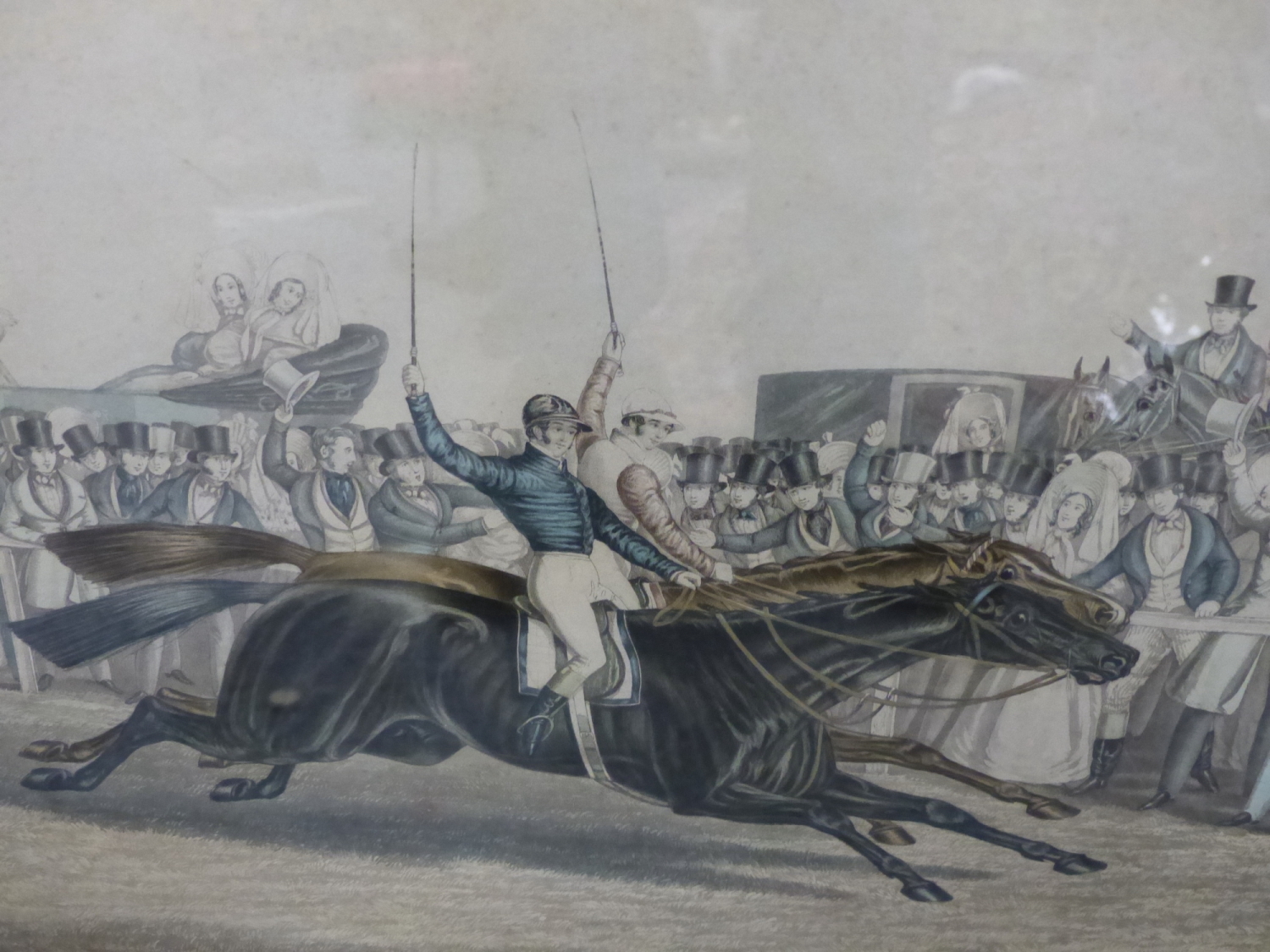 AN ANTIQUE HAND COLOURED PRINT AFTER J.F.HERRING. CHARLES XII AND EUCLID, GREAT ST, LEGER STAKES - Image 2 of 6