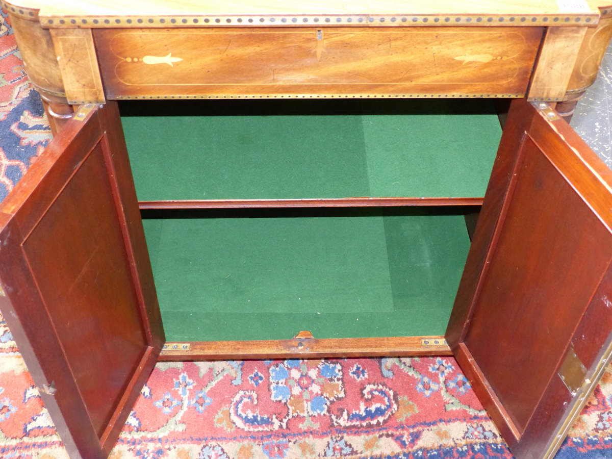 A PAIR OF 19th.C.AND LATER REGENCY STYLE MAHOGANY SIDE CABINETS WITH BRASS GALLERY TOP OVER FRIEZE - Image 13 of 16