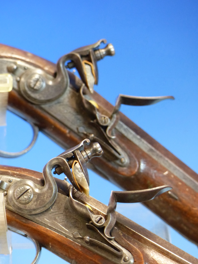 WOGDON LONDON, A PAIR OF FLINTLOCK PISTOLS, THE BRASS CAPS TO THE RAMRODS UNDER THE OCTAGONAL - Image 8 of 36