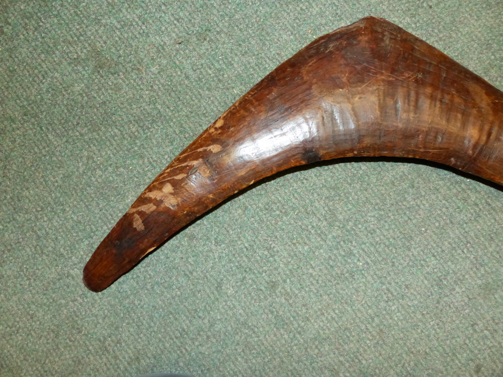 AN ABORIGINAL CLUB, THE LAPPET CARVED HANDLE WITH PINE CONE POMMEL, THE HEAD AT RIGHT ANGLES TO - Image 16 of 22
