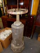 A 19th.C.ITALIANATE PEDESTAL MOUNTED CANDELABRA. OVERALL H. 178cms.