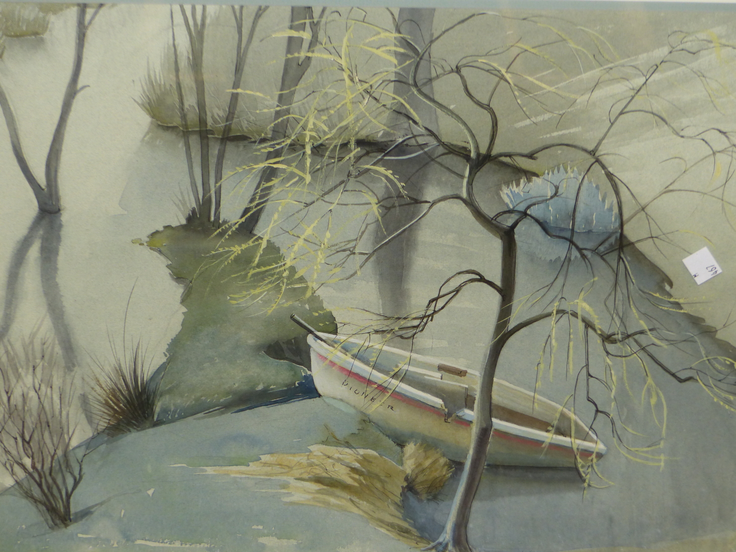 MARGARET SEATON. (1917-2003) ARR SPRING AT TEMPLE GUITING, SIGNED WATERCOLOUR. 37 x 47.5cms.