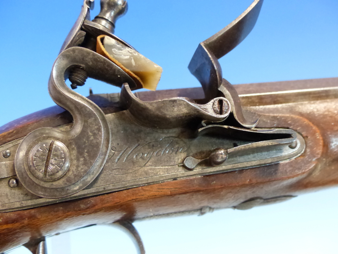 WOGDON LONDON, A PAIR OF FLINTLOCK PISTOLS, THE BRASS CAPS TO THE RAMRODS UNDER THE OCTAGONAL - Image 23 of 36