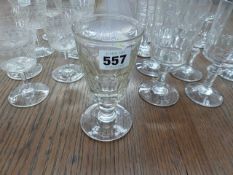 FOUR PART SETS OF DRINKING GLASS VARIOUSLY CUT, FACETTED AND ETCHED.