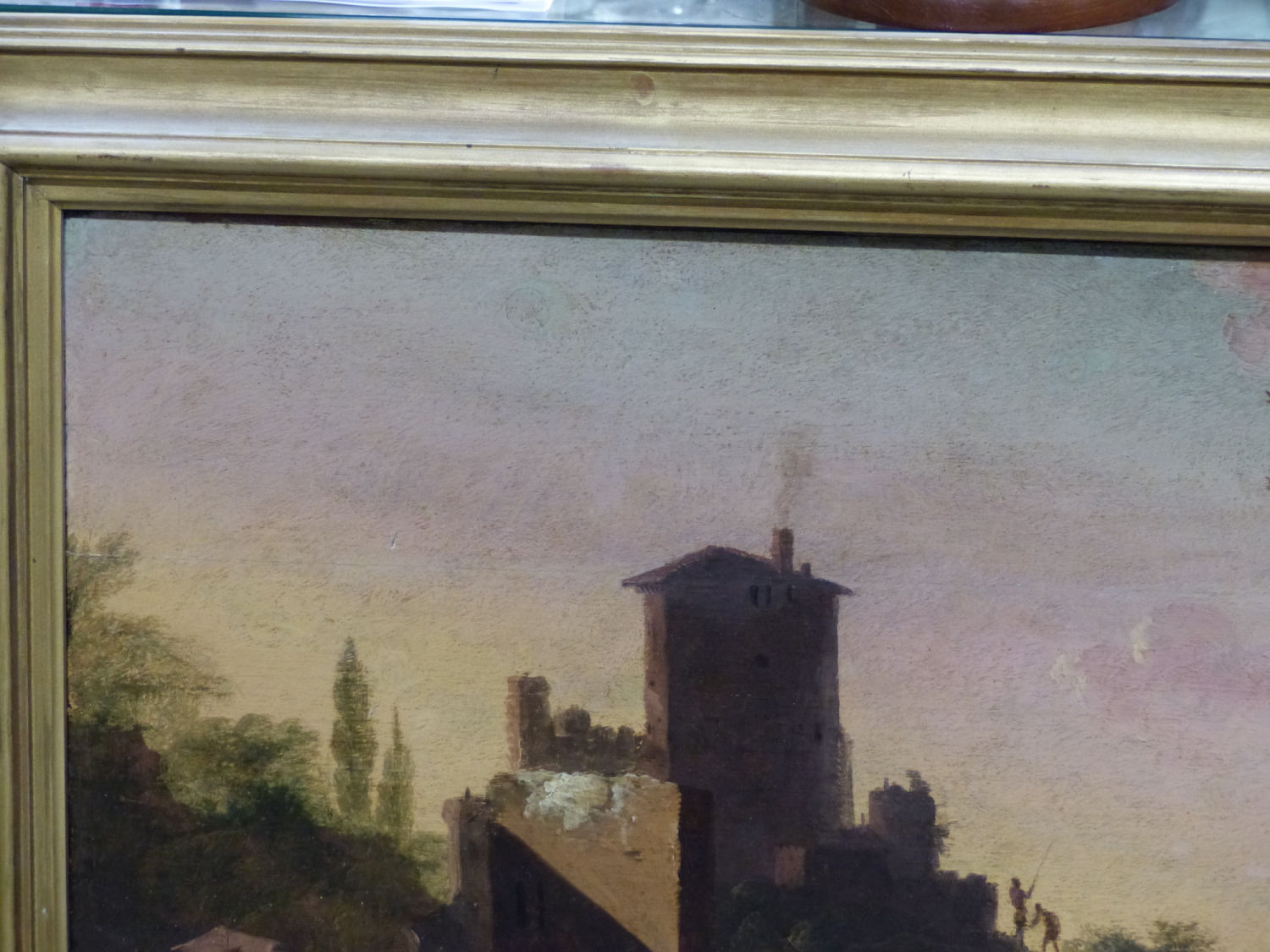 OLD MASTER SCHOOL. AN ITALIANATE LANDSCAPE WITH VILLAGE AND RUINS, OIL ON PANEL. 66 x 117cms. - Image 12 of 18