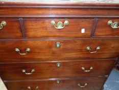 A GEO.III.MAHOGANY TALLBOY CHEST ON CHEST OF THREE SHORT AND SIX LONG GRADUATED DRAWERS AND BRUSHING