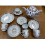 A LATE 18th/EARLY 19th C. CHINESE PART TEA AND COFFEE SERVICE, EACH PIECE INITIALLED JF WITHIN AN