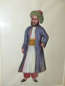 19th.C.INDIAN SCHOOL. THREE PORTRAITS OF FIGURES IN TRADITIONAL DRESS, WATERCOLOUR, EACH