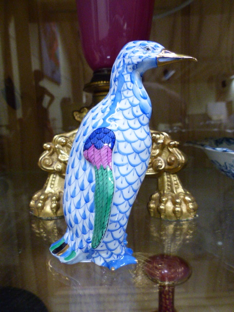 SEVEN HEREND HARLEQUIN ANIMAL FIGURES, THE TALLEST A PENGUIN. H 13cms. THE WIDEST A LIONESS. W