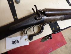 SHOTGUN. STOCK AND ACTION- S/S BACK ACTION HAMMER GUN S. NO. 7169 (STOCK NUMBER 3133) (REGISTERED