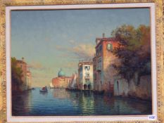 COLETTE BOUVARD. 1941-1996. ARR. A VENETIAN CANAL VIEW, SIGNED OIL ON CANVAS WITH VARIOUS LABELS